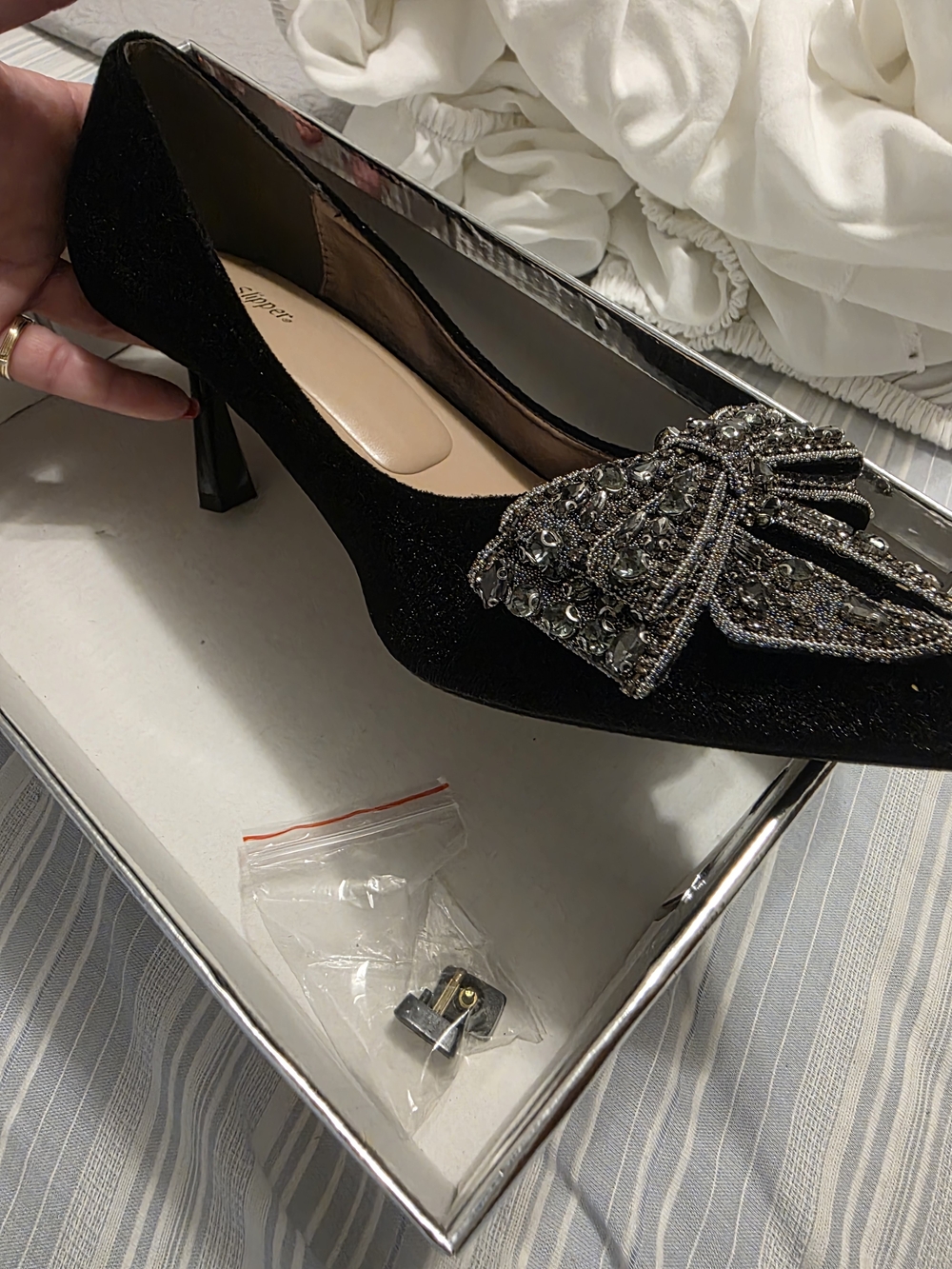Silver Slipper Black Heels - SilverSlipper Elegant Women's Pumps - Picture 3 of 5